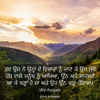 Picture 03 - ਲੂਕਾ 6:8 PANIRV - ਤਦ ਉਸ ਨੇ ਉਨ੍ਹਾਂ ਦੇ - Bible Verse Picture