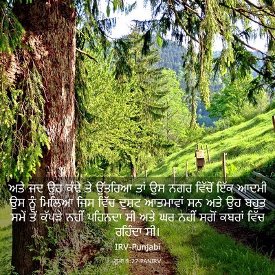 Picture 03 - ਲੂਕਾ 8:27 PANIRV - ਅਤੇ ਜਦ ਉਹ ਕੰਢੇ ਤੇ - Bible Verse Picture