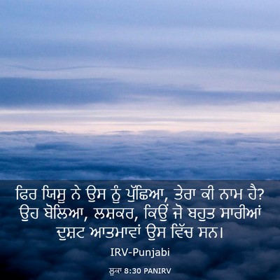 Picture 03 - ਲੂਕਾ 8:30 PANIRV - ਫਿਰ ਯਿਸੂ ਨੇ ਉਸ ਨੂੰ - Bible Verse Picture