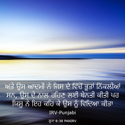 Picture 03 - ਲੂਕਾ 8:38 PANIRV - ਅਤੇ ਉਸ ਆਦਮੀ ਨੇ ਜਿਸ - Bible Verse Picture