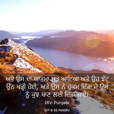 Picture 03 - ਲੂਕਾ 8:55 PANIRV - ਅਤੇ ਉਸ ਦਾ ਆਤਮਾ ਮੁੜ - Bible Verse Picture