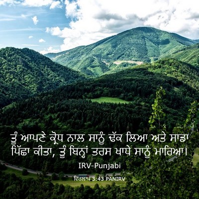 Picture 03 - ਵਿਰਲਾਪ 3:43 PANIRV - ਤੂੰ ਆਪਣੇ ਕ੍ਰੋਧ ਨਾਲ - Bible Verse Picture
