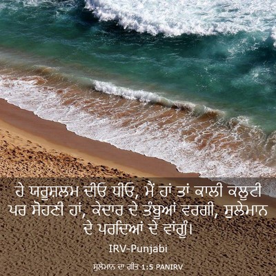 Picture 03 - ਸੁਲੇਮਾਨ ਦਾ ਗੀਤ 1:5 PANIRV - ਹੇ ਯਰੂਸ਼ਲਮ ਦੀਓ ਧੀਓ, - Bible Verse Picture