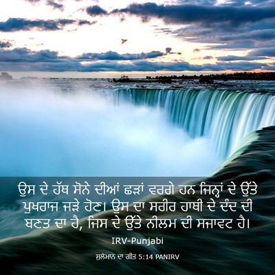 Picture 03 - ਸੁਲੇਮਾਨ ਦਾ ਗੀਤ 5:14 PANIRV - ਉਸ ਦੇ ਹੱਥ ਸੋਨੇ ਦੀਆਂ - Bible Verse Picture