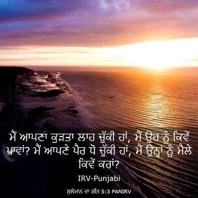 Picture 03 - ਸੁਲੇਮਾਨ ਦਾ ਗੀਤ 5:3 PANIRV - ਮੈਂ ਆਪਣਾ ਕੁੜਤਾ ਲਾਹ - Bible Verse Picture