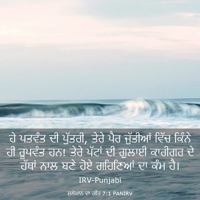 Picture 03 - ਸੁਲੇਮਾਨ ਦਾ ਗੀਤ 7:1 PANIRV - ਹੇ ਪਤਵੰਤ ਦੀ ਪੁੱਤਰੀ, - Bible Verse Picture