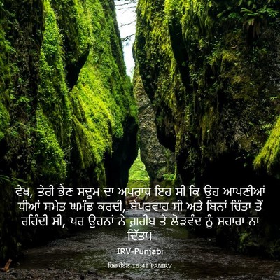 Picture 03 - ਹਿਜ਼ਕੀਏਲ 16:49 PANIRV - ਵੇਖ, ਤੇਰੀ ਭੈਣ ਸਦੂਮ - Bible Verse Picture