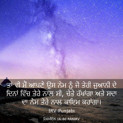 Picture 03 - ਹਿਜ਼ਕੀਏਲ 16:60 PANIRV - ਤਾਂ ਵੀ ਮੈਂ ਆਪਣੇ ਉਸ - Bible Verse Picture