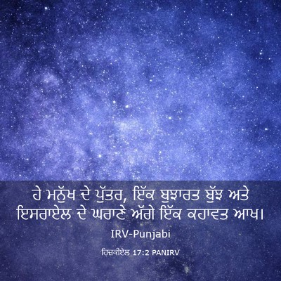 Picture 03 - ਹਿਜ਼ਕੀਏਲ 17:2 PANIRV - ਹੇ ਮਨੁੱਖ ਦੇ ਪੁੱਤਰ, - Bible Verse Picture