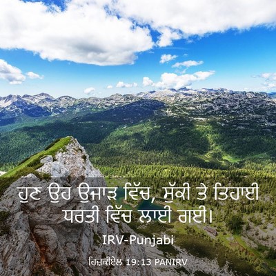 Picture 03 - ਹਿਜ਼ਕੀਏਲ 19:13 PANIRV - ਹੁਣ ਉਹ ਉਜਾੜ ਵਿੱਚ, - Bible Verse Picture