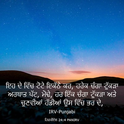 Picture 03 - ਹਿਜ਼ਕੀਏਲ 24:4 PANIRV - ਇਹ ਦੇ ਵਿੱਚ ਟੋਟੇ - Bible Verse Picture