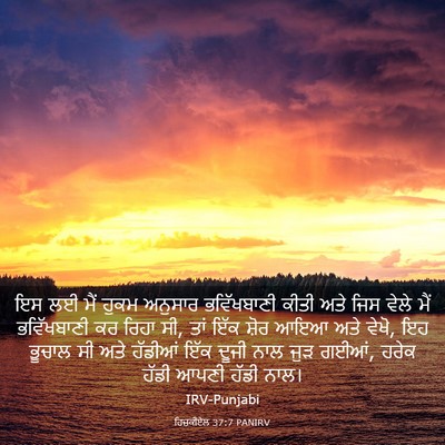 Picture 03 - ਹਿਜ਼ਕੀਏਲ 37:7 PANIRV - ਇਸ ਲਈ ਮੈਂ ਹੁਕਮ - Bible Verse Picture