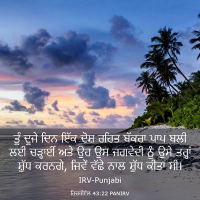 Picture 03 - ਹਿਜ਼ਕੀਏਲ 43:22 PANIRV - ਤੂੰ ਦੂਜੇ ਦਿਨ ਇੱਕ - Bible Verse Picture