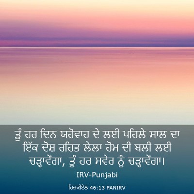 Picture 03 - ਹਿਜ਼ਕੀਏਲ 46:13 PANIRV - ਤੂੰ ਹਰ ਦਿਨ ਯਹੋਵਾਹ - Bible Verse Picture