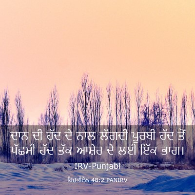 Picture 03 - ਹਿਜ਼ਕੀਏਲ 48:2 PANIRV - ਦਾਨ ਦੀ ਹੱਦ ਦੇ ਨਾਲ - Bible Verse Picture