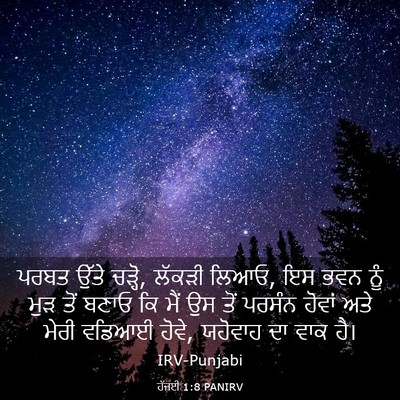 Picture 03 - ਹੱਜਈ 1:8 PANIRV - ਪਰਬਤ ਉੱਤੇ ਚੜ੍ਹੋ, - Bible Verse Picture