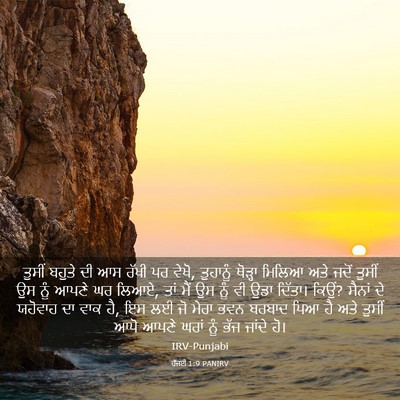 Picture 03 - ਹੱਜਈ 1:9 PANIRV - ਤੁਸੀਂ ਬਹੁਤੇ ਦੀ ਆਸ - Bible Verse Picture