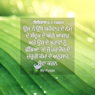 Picture 04 - 1 ਇਤਿਹਾਸ 16:37 PANIRV - ਉਸ ਨੇ ਉੱਥੇ ਯਹੋਵਾਹ - Bible Verse Picture