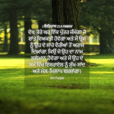 Picture 04 - 1 ਇਤਿਹਾਸ 22:9 PANIRV - ਵੇਖ, ਤੇਰੇ ਘਰ ਇੱਕ - Bible Verse Picture