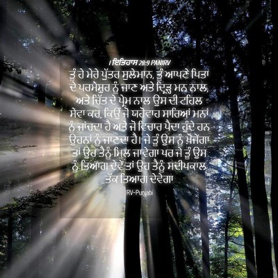 Picture 04 - 1 ਇਤਿਹਾਸ 28:9 PANIRV - ਤੂੰ ਹੇ ਮੇਰੇ ਪੁੱਤਰ - Bible Verse Picture