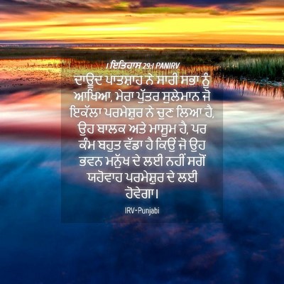 Picture 04 - 1 ਇਤਿਹਾਸ 29:1 PANIRV - ਦਾਊਦ ਪਾਤਸ਼ਾਹ ਨੇ - Bible Verse Picture
