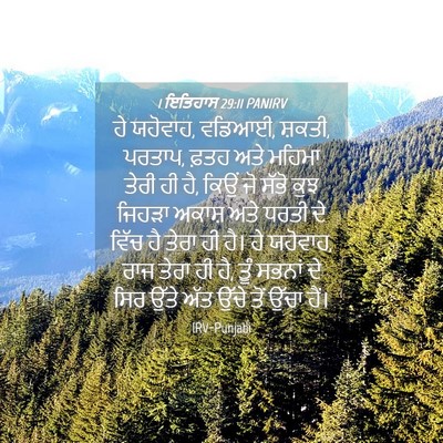 Picture 04 - 1 ਇਤਿਹਾਸ 29:11 PANIRV - ਹੇ ਯਹੋਵਾਹ, ਵਡਿਆਈ, - Bible Verse Picture