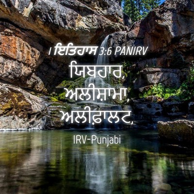 Picture 04 - 1 ਇਤਿਹਾਸ 3:6 PANIRV - ਯਿਬਹਾਰ, ਅਲੀਸ਼ਾਮਾ, - Bible Verse Picture