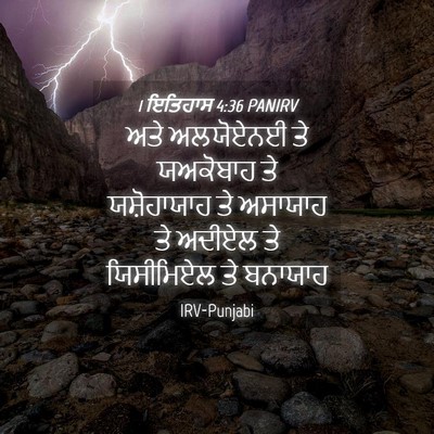 Picture 04 - 1 ਇਤਿਹਾਸ 4:36 PANIRV - ਅਤੇ ਅਲਯੋਏਨਈ ਤੇ - Bible Verse Picture