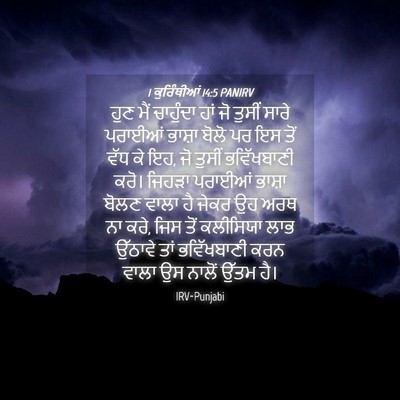 Picture 04 - 1 ਕੁਰਿੰਥੀਆਂ 14:5 PANIRV - ਹੁਣ ਮੈਂ ਚਾਹੁੰਦਾ - Bible Verse Picture