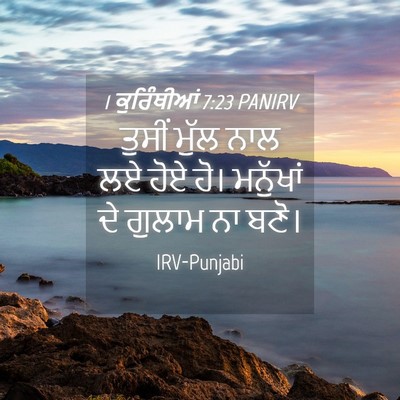 Picture 04 - 1 ਕੁਰਿੰਥੀਆਂ 7:23 PANIRV - ਤੁਸੀਂ ਮੁੱਲ ਨਾਲ ਲਏ - Bible Verse Picture