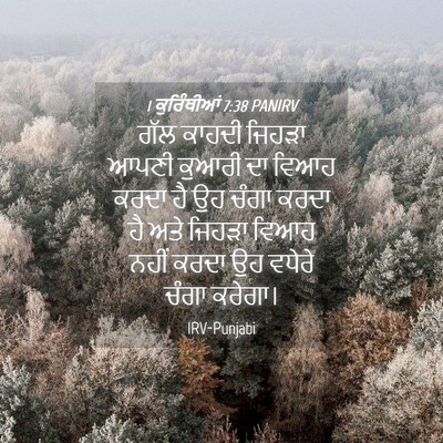 Picture 04 - 1 ਕੁਰਿੰਥੀਆਂ 7:38 PANIRV - ਗੱਲ ਕਾਹਦੀ ਜਿਹੜਾ - Bible Verse Picture