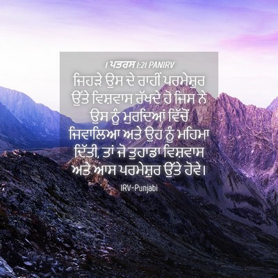 Picture 04 - 1 ਪਤਰਸ 1:21 PANIRV - ਜਿਹੜੇ ਉਸ ਦੇ ਰਾਹੀਂ - Bible Verse Picture