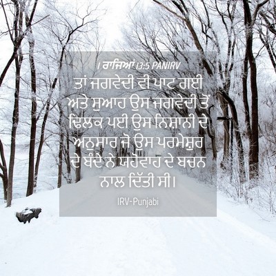 Picture 04 - 1 ਰਾਜਿਆਂ 13:5 PANIRV - ਤਾਂ ਜਗਵੇਦੀ ਵੀ ਪਾਟ - Bible Verse Picture