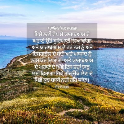 Picture 04 - 1 ਰਾਜਿਆਂ 14:10 PANIRV - ਇਸੇ ਲਈ ਵੇਖ ਮੈਂ - Bible Verse Picture