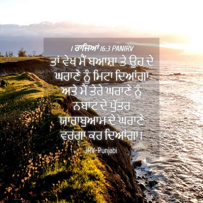 Picture 04 - 1 ਰਾਜਿਆਂ 16:3 PANIRV - ਤਾਂ ਵੇਖ ਮੈਂ ਬਆਸ਼ਾ - Bible Verse Picture