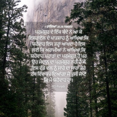 Picture 04 - 1 ਰਾਜਿਆਂ 20:28 PANIRV - ਪਰਮੇਸ਼ੁਰ ਦੇ ਇੱਕ - Bible Verse Picture