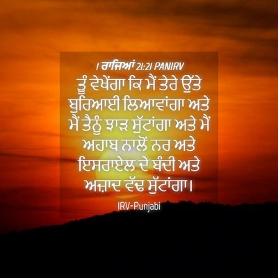 Picture 04 - 1 ਰਾਜਿਆਂ 21:21 PANIRV - ਤੂੰ ਵੇਖੇਂਗਾ ਕਿ ਮੈਂ - Bible Verse Picture
