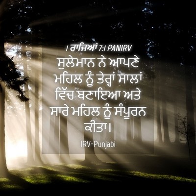 Picture 04 - 1 ਰਾਜਿਆਂ 7:1 PANIRV - ਸੁਲੇਮਾਨ ਨੇ ਆਪਣੇ - Bible Verse Picture