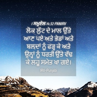 Picture 04 - 1 ਸਮੂਏਲ 14:32 PANIRV - ਲੋਕ ਲੁੱਟ ਦੇ ਮਾਲ - Bible Verse Picture