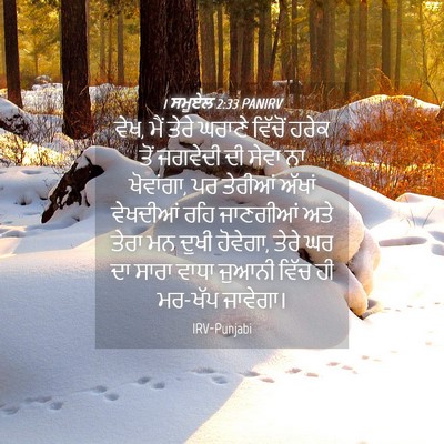 Picture 04 - 1 ਸਮੂਏਲ 2:33 PANIRV - ਵੇਖ, ਮੈਂ ਤੇਰੇ ਘਰਾਣੇ - Bible Verse Picture