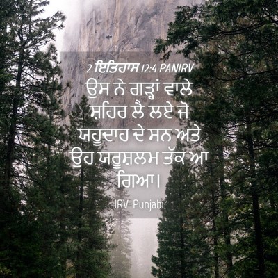 Picture 04 - 2 ਇਤਿਹਾਸ 12:4 PANIRV - ਉਸ ਨੇ ਗੜ੍ਹਾਂ ਵਾਲੇ - Bible Verse Picture