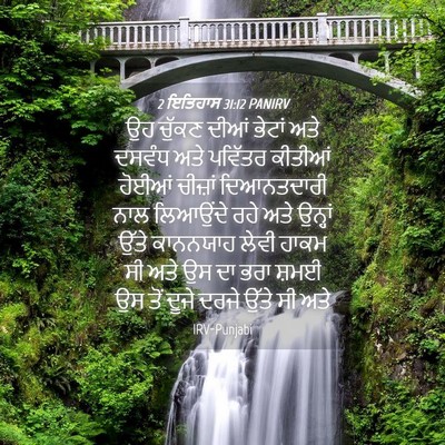 Picture 04 - 2 ਇਤਿਹਾਸ 31:12 PANIRV - ਉਹ ਚੁੱਕਣ ਦੀਆਂ - Bible Verse Picture