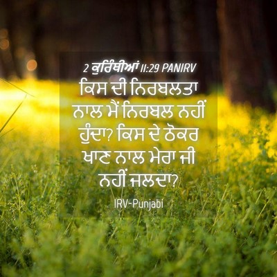 Picture 04 - 2 ਕੁਰਿੰਥੀਆਂ 11:29 PANIRV - ਕਿਸ ਦੀ ਨਿਰਬਲਤਾ ਨਾਲ - Bible Verse Picture