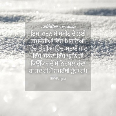 Picture 04 - 2 ਕੁਰਿੰਥੀਆਂ 12:10 PANIRV - ਇਸ ਕਾਰਨ ਮੈਂ ਮਸੀਹ ਦੇ - Bible Verse Picture