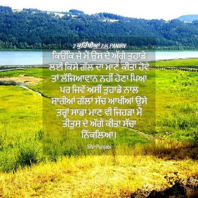 Picture 04 - 2 ਕੁਰਿੰਥੀਆਂ 7:14 PANIRV - ਕਿਉਂਕਿ ਜੇ ਮੈਂ ਉਸ ਦੇ - Bible Verse Picture