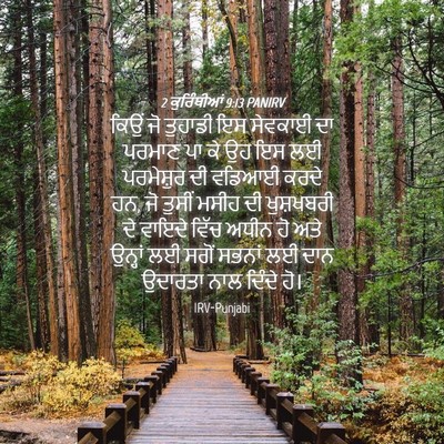 Picture 04 - 2 ਕੁਰਿੰਥੀਆਂ 9:13 PANIRV - ਕਿਉਂ ਜੋ ਤੁਹਾਡੀ ਇਸ - Bible Verse Picture