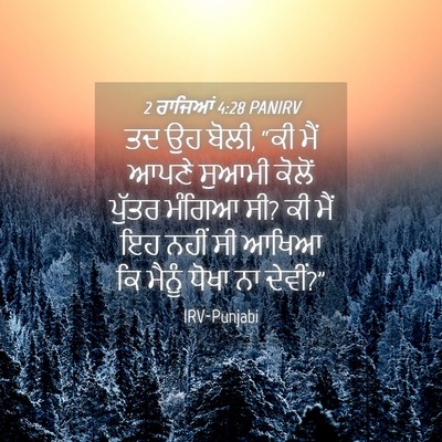 Picture 04 - 2 ਰਾਜਿਆਂ 4:28 PANIRV - ਤਦ ਉਹ ਬੋਲੀ, “ਕੀ ਮੈਂ - Bible Verse Picture