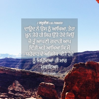Picture 04 - 2 ਸਮੂਏਲ 1:16 PANIRV - ਦਾਊਦ ਨੇ ਉਸ ਨੂੰ - Bible Verse Picture