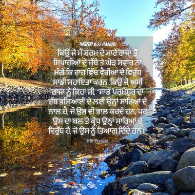 Picture 04 - ਅਜ਼ਰਾ 8:22 PANIRV - ਕਿਉਂ ਜੋ ਮੈਂ ਸ਼ਰਮ ਦੇ - Bible Verse Picture