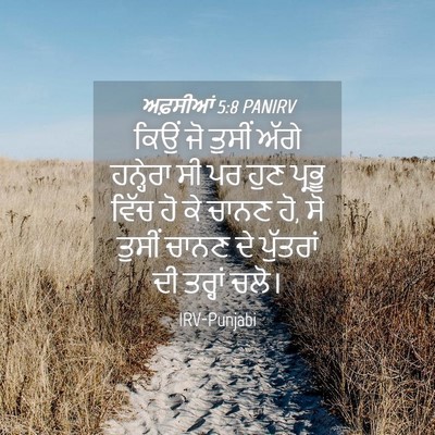 Picture 04 - ਅਫ਼ਸੀਆਂ 5:8 PANIRV - ਕਿਉਂ ਜੋ ਤੁਸੀਂ ਅੱਗੇ - Bible Verse Picture